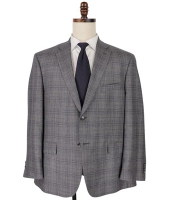 Jos. A Bank Reserve Sport Coat 44S Gray Blue Plaid Lanificio Di Pray Silk Wool - Image 1 of 4