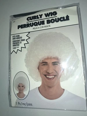 White Wig Curly Wig Afro Wig Unisex Colorful Wig Costume NEW - Image 1 of 3