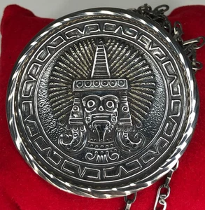 Vintage Mexico Silber Anhänger oder Brosche Aztek Amulett Echtschmuck Silber 925 - Bild 1 von 20