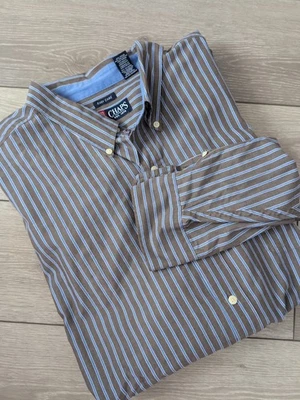 CHAPS Stretch Easy Care Button Down Mens Size 4XB Gray Striped Long Sleeve Shirt - Image 1 of 4