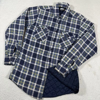 Vintage Fieldmaster Flannel Mens Medium Tall Blue Plaid Quilted Lined Shacket MT - Image 1 of 4