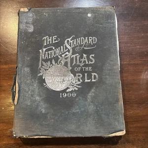 Antique 1900 The National Standard Family & Business Atlas Of The World Map Book - Picture 1 of 5