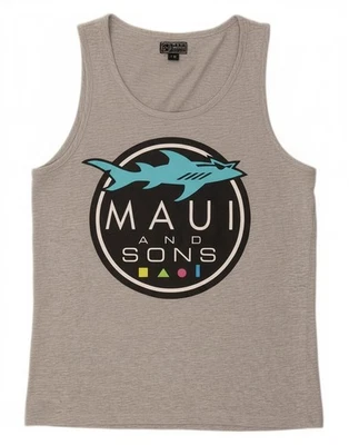 MAUI AND SONS Mens Graphic Vest Top IT 46 Small Grey Cotton Beach CK12 - Image 1 of 4
