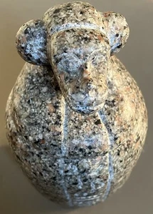 Heavy Granite Egyptian Canopic Jar - Replica : Hapi Baboon Head God - Picture 1 of 4