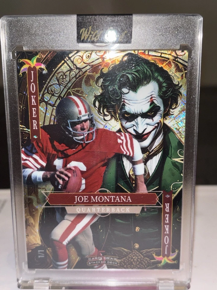 Joe Montana 1 de 1 RARO JOKER TARJETA HOLOGRÁFICA 49ERS WILCARD Foto 1 de 1