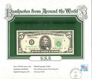 World Banknotes United States $5 1985 UNC Serie E Richmond E-C - Picture 1 of 2