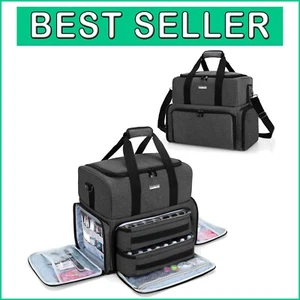80-Bottle Nail Polish Organizer with UV Lamp Storage & Removable Pouches - Black - Bild 1 von 9