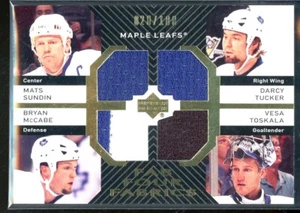 2007-08 Upper Deck Fab Four Fabrics #FFSTMT Sundin/Tucker/McCabe/Toskala 028/100 - Picture 1 of 2