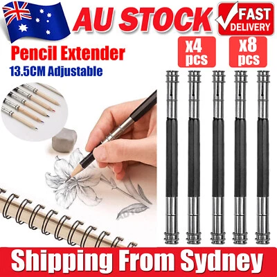 4/8pcs Adjustable Pencil Extender Lengthener Holder Art Tool Double Head 13.5CM  - image 1 of 4