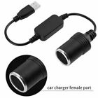 USB A Male To 12V Car Lighter Socket Female Converter Adapter Cable Portable
