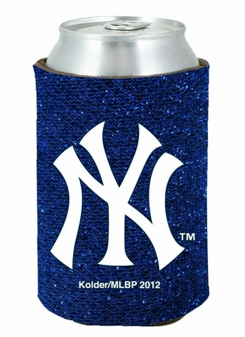 NEW YORK YANKEES BLUE GLITTER CAN COOLERS KOOZIES 2PACK FREE SHIPPING!! Cover