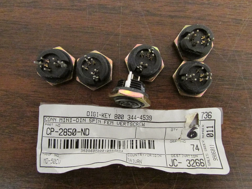Lot of 6 Digi-Key CP-2850-ND Connector Mini-DIN 6pin Fem Vertscrew New  - Image 1 of 1