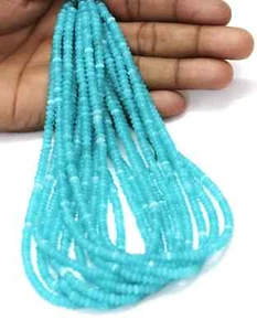 Beautiful Sky color Chalcedony smooth rondelle shape Beads, 4-5mm sky color - Picture 1 of 9