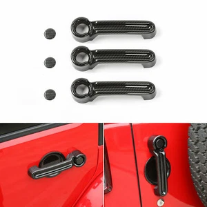 Carbon Fiber Door Handle & Tailgate Cover Trim For JEEP Wrangler JK 07-17 2-Door - Picture 1 of 11