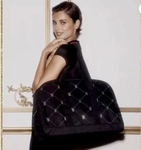 Victoria's Secret VS Logo Large Weekender Black Quilted Tote Zip Duffle Bag NEW - Picture 1 of 6
