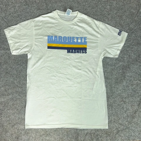 Marquette Golden Eagles Mens Shirt Medium White Blue Tee NCAA Football College Cover