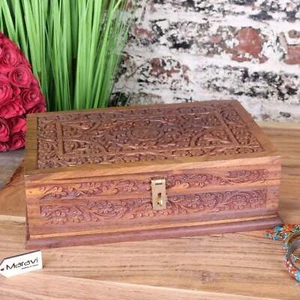 Nalanda Sheesham Wood Intricately Carved Jewellery Box Bangle Holder Gift Home D - Picture 1 of 8