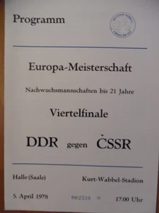 DDR -CSSR 5.4. 1978 Fußball-U-21 EM in Halle Viertelfinale Fußballprogramm 103 - Picture 1 of 1
