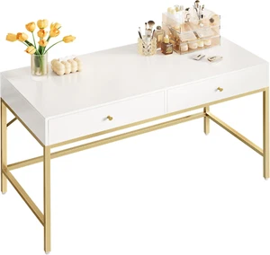 Vanity Desk with Drawers, 47 Inch Computer Desk, Modern Simple Home Office Desks - Picture 1 of 7