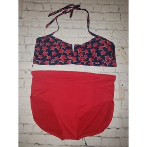 NWT Peyton & Parker Women's 2 Pc Bikini Patriotic Stars Red Size 2XL - Picture 1 of 2