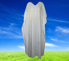 Women's Travel Caftan Maxi Dress, Fall Maxi Dress, White Kaftan Dresses L-4XL