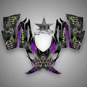 2019 Arctic Cat Alpha M8000 M 800 Wrap Graphics Decal Sticker Wrath Skull - Foto 1 di 1