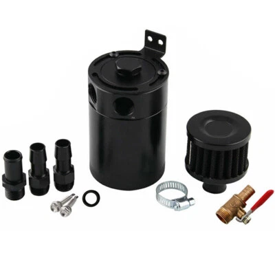 Aluminum 2-Port Oil Catch Can Tank Reservoir with Drain Valve Breather Baffled - Image 1 of 4