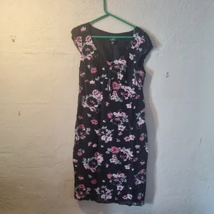 Laura Ashley Black Flowery Dress Size 14 - Picture 1 of 3