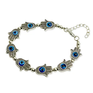 Evil Eye Bracelet 8 Hamsa Beads Turkish Nazar Wrist Ankle Protection Jewellery - Picture 1 of 9