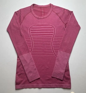 Pullover tejido manga larga a rayas rosa talla 6 Lululemon Swiftly Tech - Imagen 1 de 5