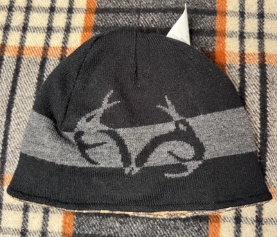 Realtree Hat Beanie One Size Camo Fleece Lined Hunting Reversible Black Brown - Image 1 of 4