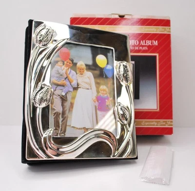 Vintage SILVERPLATED Godinger Tulips Mini Photo Album Holds 100 4 x 6 Photos - Image 1 of 4