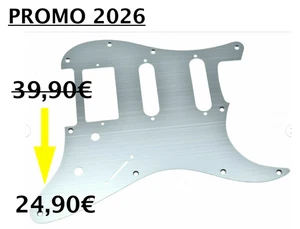 NEW PICKGUARD ANODIZED STRATOCASTER HSS ALUMINIUM brossé - silver - Promo 2026 - Imagen 1 de 4