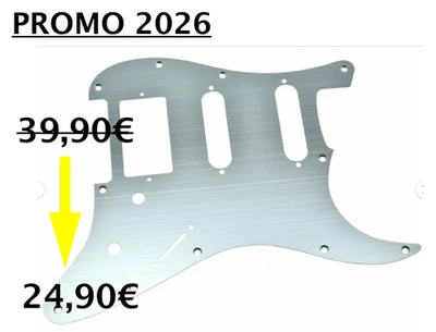 New Pickguard Anodizzato STRATOCASTER HSS Alluminio Spazzolato - Argento - #2026 - Immagine 1 di 4