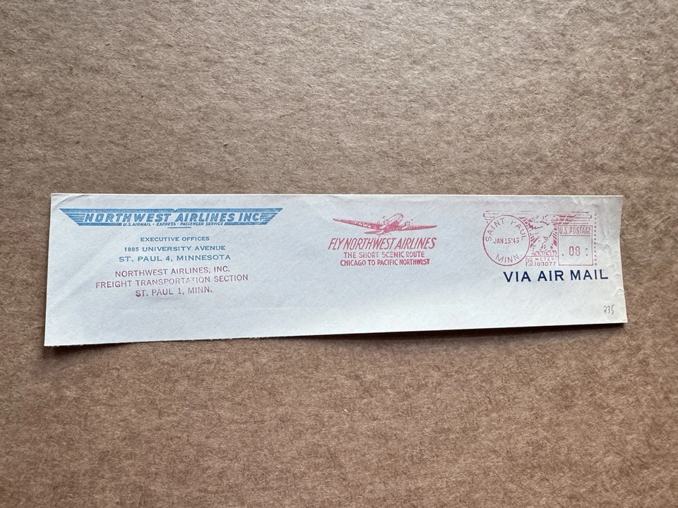 Medidor de línea aérea de EE. UU. pieza cortada (335) + Fly Northeast Airlines 1945 = Scenic Rt + PB # 103077 Foto 1 de 1