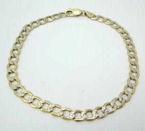 IMPRESIONANTE BRAZALETE ORO AMARILLO 14K CORTE DIAMANTE BORDILLO/CADENA CUBANA (8-1/4") 4,5G - Imagen 1 de 9