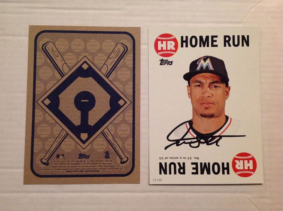 GIANCARLO STANTON #33 Marlins #ed/99 made 2015 topps 5x7 Archives 1968 Retro - Image 1 of 1