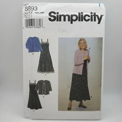 Simplicity 8893 Women's Long Dress Knit Cardigan Pattern Size 18W-24W UnCut - Image 1 of 4