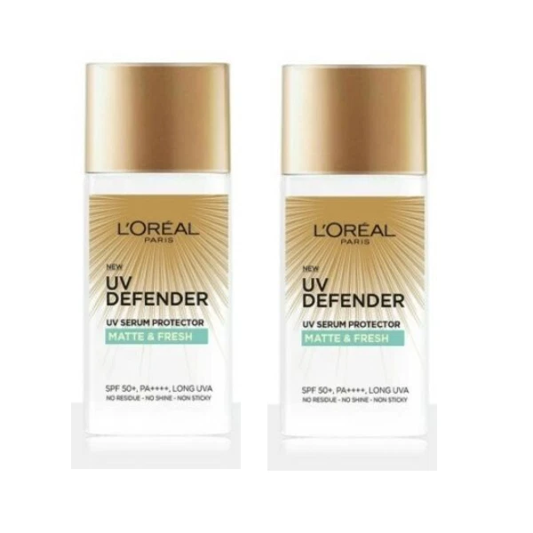 L'oreal UV Defender Serum Protector Matte & Fresh SPF50+ PA++++ 50ml Lot of 2 - Image 1 of 1
