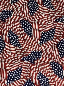 Vintage Flag Fabric American Flag Red, White & Blue V.I.P. Cranston Print USA - Picture 1 of 2