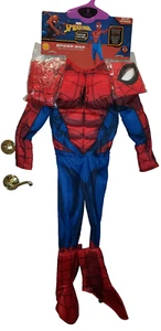 MARVEL SPIDERMAN MUSCLE CHEST CHILD DLX COSTUME W/ GLOVES/MASK/BOOT TOPS~NEW~4-6 - Picture 1 of 4