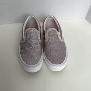 Vans Off the Wall, Girls Shoe Size 1, Pink Glitter, Slip on Shoes - Picture 1 of 7