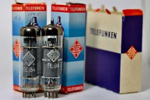 1957 TELEFUNKEN EL84 6BQ5 BERLIN DIAMOND AMPLITREX-PLATE-MATCHED PAIR HIGH mA! - Picture 1 of 11