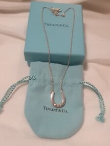 Authentic Tiffany Sterling Silver Lucky Horse Shoe Necklace Box And Pouch 