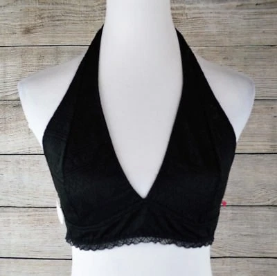 Sujetador bralette Xhilaration para mujer de encaje halter perfecto sin relleno sin cables negro XS Foto 1 de 4