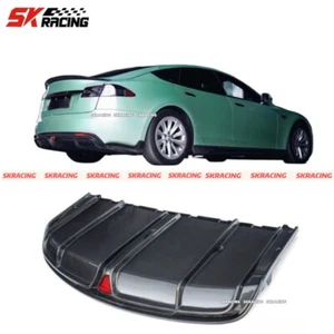 Real Carbon Fiber Rear Bumper Diffuser Lip Kit Fits For Tesla Model S 2016-2020 - Picture 1 of 14