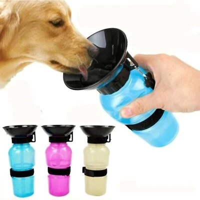 Pet Travel Water Bottle 500ml Squeeze Dispenser Portable Dog Cat Drinking Bowl - Image 1 of 4