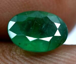 Unheated 1.00 Ct Natural Green ZAMBIAN Emerald Oval Cut AGSL Certified Gemstone