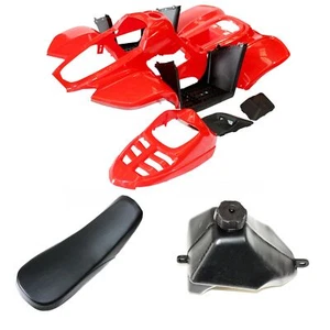Kit de protección de guardabarros de carenado de plástico rojo + asiento + tanque de combustible 110cc cuádruple bicicleta de tierra ATV - Imagen 1 de 7