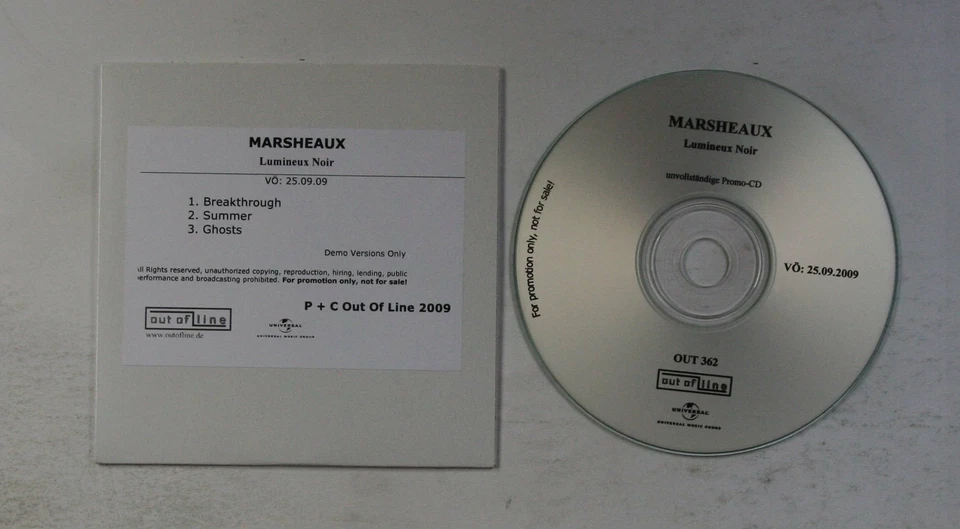 Marsheaux Lumineux Noir GER Adv 3-Track Demo Versions CDR 2009 Synthpop - Bild 1 von 1